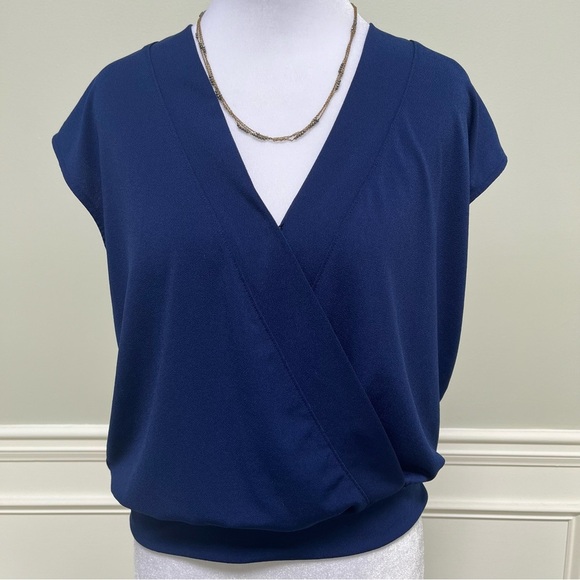 Banana Republic Factory Deep Blue V-Neck Blouse S - Picture 1 of 6